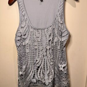 Express size L Gray Lace Sleeveless Top
